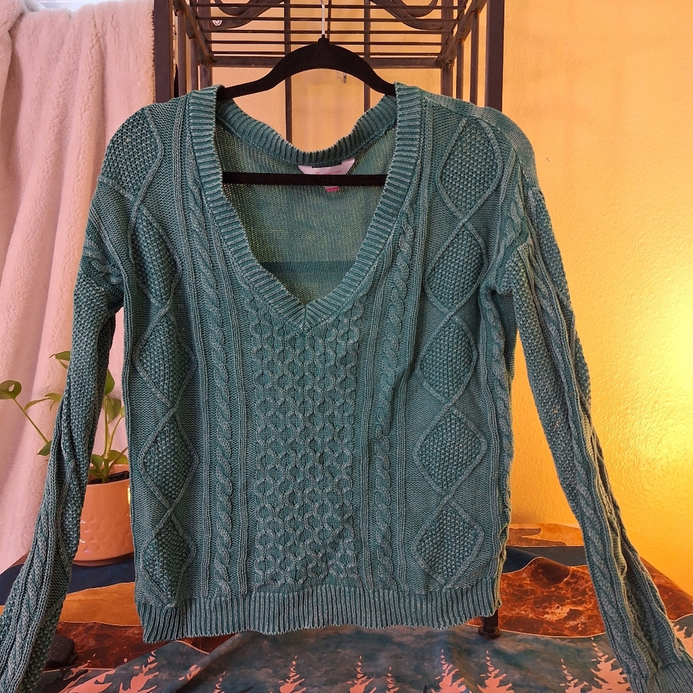 Green knit sweater